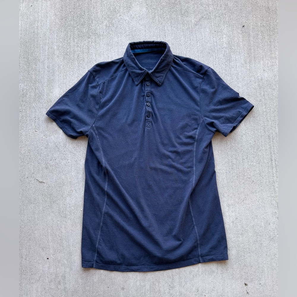 Hylete Polo Shirt Mens Blue Performance Golf Rugby Athleisure Casual Medium